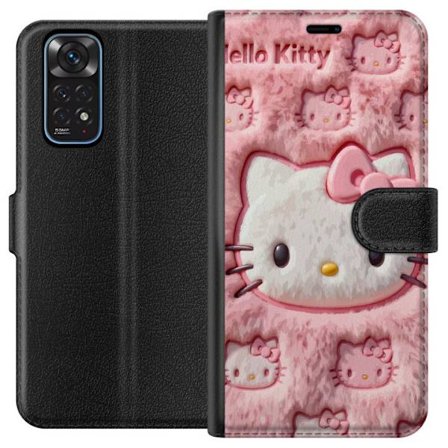 Yhteensopiva Lompakkokotelo Xiaomi Redmi Note 11 Hello Kitty vaaleanpunainen pörröinen tausta, jossa on ikoninen kasvot ja kawaii-esteettisyys