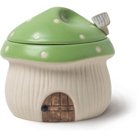 Svamp Hus Keramisk Sukkerskål med Låg og Ske, Sød Porcelæn Krydderikrukke til Køkkenbordplade, Dekorativ Beholder til Salt