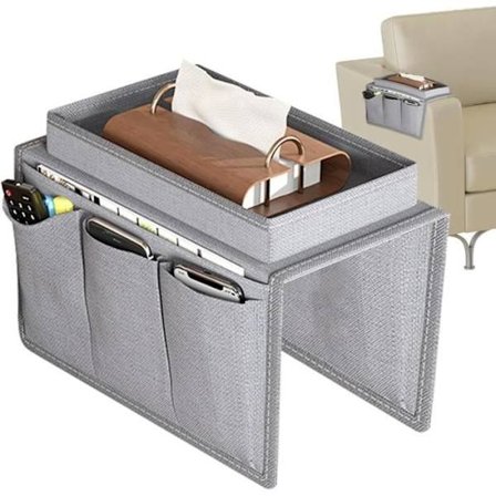 Sofa Armlene Organizer - Sklisikker Oppbevaringsveske for Lenestol, Fjernkontrollholder for Sofa, Oppbevaringsveske.
