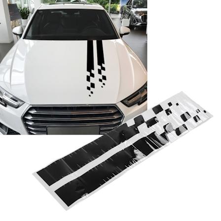 2 stk. Bil Hætte Dæksticker Vinyl Auto Hætte Stripe Stickers Universal til Biler 90 X 9cm / 35.4 X 3.5in Sort