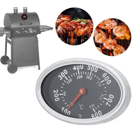 Grilltermometer i rustfritt stål, oval Bimetallic thermo