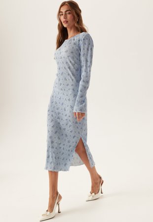 Pieces - Pcflora Ls Midi Dress - Cashmere Blue AOP:Blue flowers