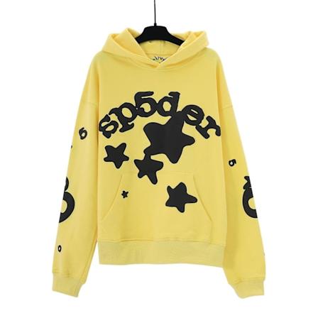 Tähtikuvioinen kirjain hämähäkinverkkopainatus huppari miehille ja naisille Hip Hop löysä mesh-painatus ohut collegepaita huppari-WELLNGS Yellow 145 M