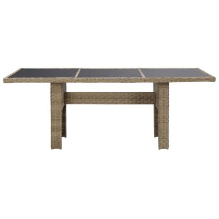 Vidaxl Trädgårdsbord Brun 200x100x74 Cm Glas Och Konstrotting Brun