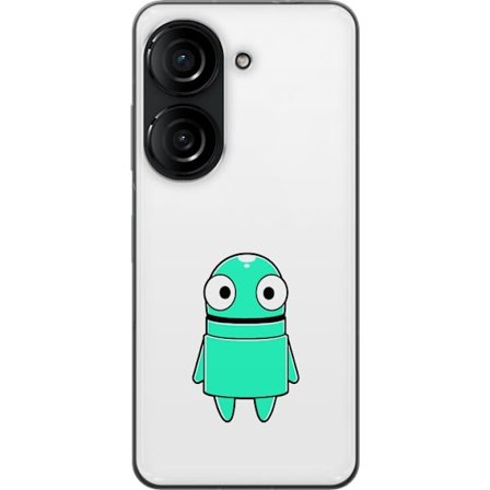 Yhteensopiva Puhelinkuori Asus Asus Zenfone 10 Turkoosi piirroshahmo isoilla silmillä ja iloisella persoonallisuudella yksinkertaisessa kuvituksessa