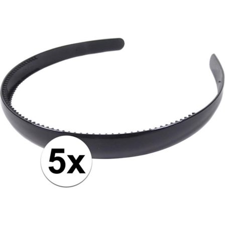 5x Musta naisten hiuspanta/hiuspanta 1,5 cm leveä - Korkealaatuinen - Kestävä - Helppokäyttöinen