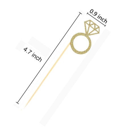 50 Pakk Cupcake Toppers Gull Glitter Mini Diamant Ring Kaker Toppers For Ekteskap Forlovelse Jubileum Bursdag Valentinsdag Festkake Dekor