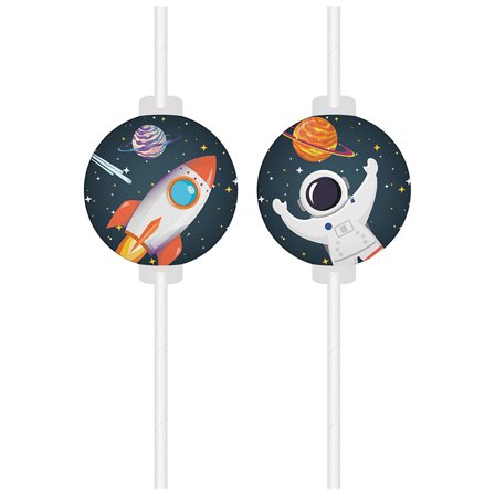 Rymdraket Sugrör 4-pack