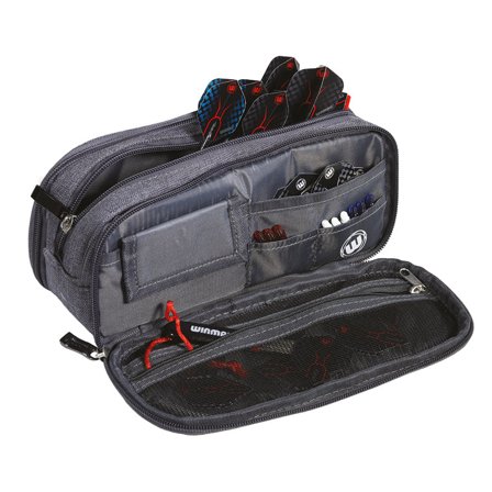 Winmau Aviator-Pro Dart Case: Travel Darts Case, 15 Compartments, Holds 2 Sets, Grey Polyester, Darts Accessories
