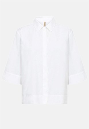 Soyaconcept - Stilren damskjorta med dolda knappar i hvid til damer i størrelse - Cellbes