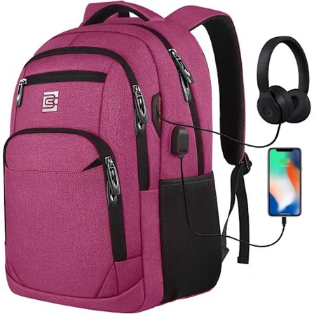 Kannettavan tietokoneen reput USB-latausportilla miehille ja naisille työhön, kouluun, yliopistoon, koulureppu pojille, teini-ikäisille, jossa on 