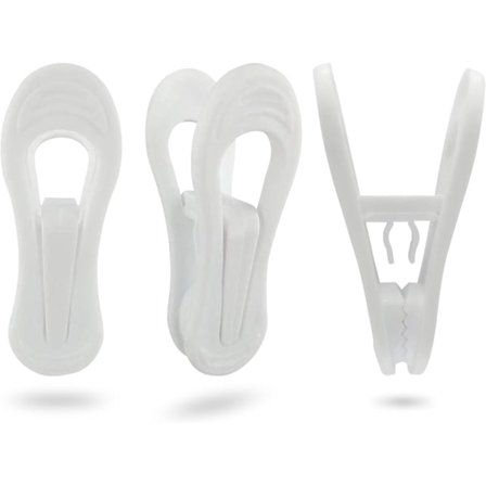 Pakke med 30 bøjleklemmer, multifunktionelle klemmer til bøjler, hvide plastik tøjklemmer, klemmer