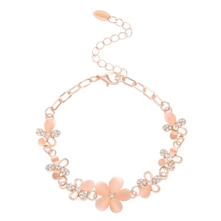 #Vaaleanpunainen kukkakoristeinen ranneke naisille#