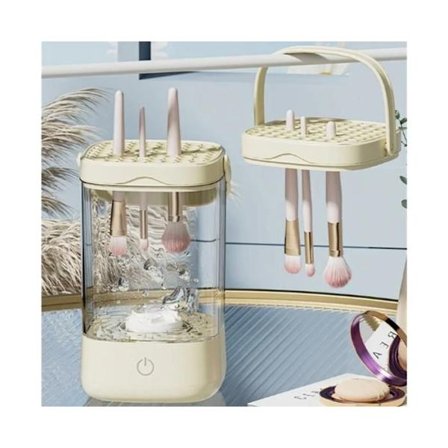 3-i-1 Elektrisk Makeupbørsterenser med USB-stik, Makeupbørste Renseværktøj - Beige