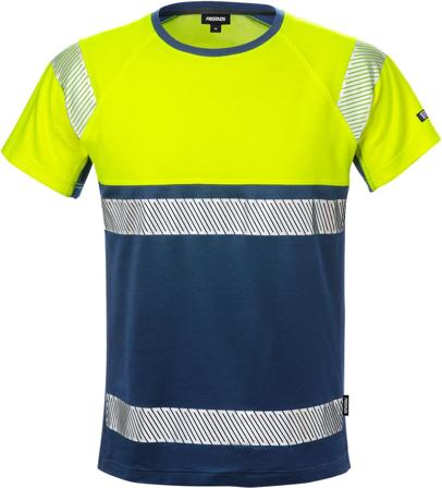 Fristads Herr Varsel T-shirt 7518 THV, klass 1, Varsel Gul/Marinblå