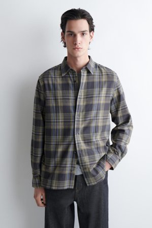 COS Homme Chemise En Sergé De Coton À Carreaux