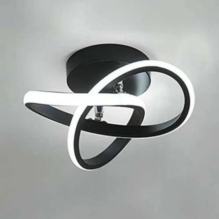 LED-lysekroner, moderne LED-taklampe 22W 2500Lm, svart lysekrone for soverom stue gang, diameter 26 cm, kaldt hvitt lys 6500K