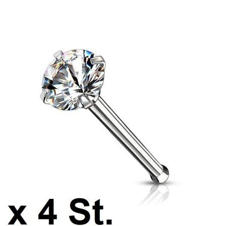 Obs 3 Näspiercing i IP-pläterad 316L stål med 3 mm Rund vit CZ