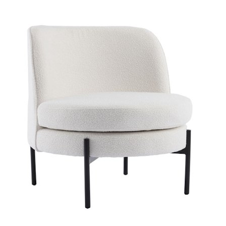 Cremefarvet Bouclé lænestol, buet design, 71,5x72x71,5 cm