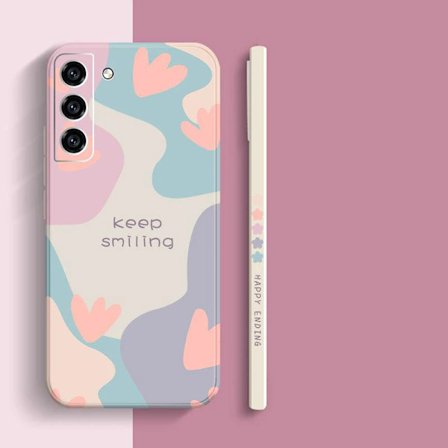 Kukkakuvioinen neliönmuotoinen silikonikotelo yhteensopiva Samsung Galaxy S & A -sarjan kanssa [JUN]