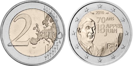 Frankrig 2010 - 70 år for den historiske radiotale - 2 euro mønt
