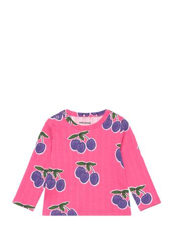 Plum Aop Ls Tee Pink T-shirts Long-sleeved T-shirts Rosa Mini Rodini*Betinget Tilbud
