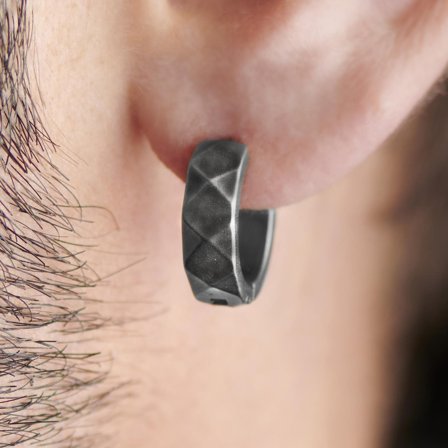 Jax szürke acél kerek fülbevaló for Men