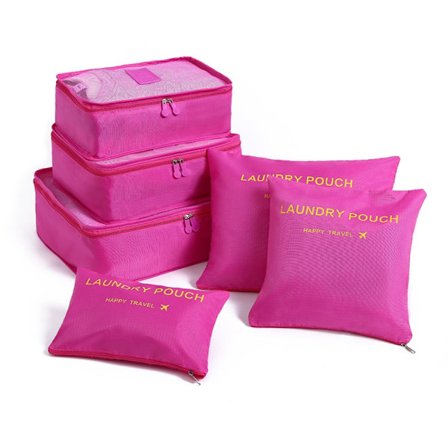 6stk Oppbevaringsposer Koffert Pakkesett ROSE RED