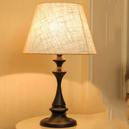 Minimalistisk bordlampe med linnedskærm, natlampe med varmt og 3-farvet lys, dæmpbar_TF_TF