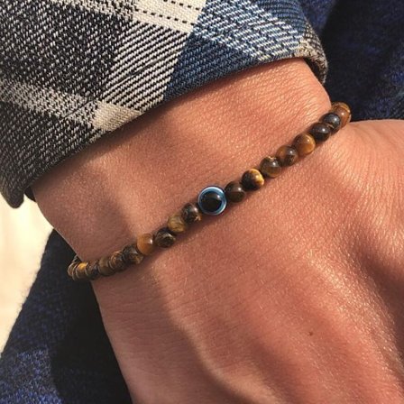 Muoti 4mm Rannekoru Luonnonkivi Helmet Evil Eye Braslet Obsidian Hematite Elastinen Rannekoru Miehille Käsikorut Pulseras Homme