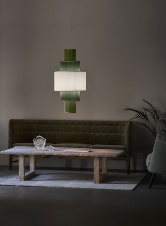 Plivello taklampe 5 skjermer - hvit/grønn/gyllen