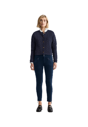 Newhouse Kabelstickad Cardigan Johanna Tröjor Dam Blå MEDIUM