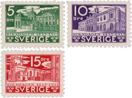 Sverige - AFA 225B-227B - Postfrisk