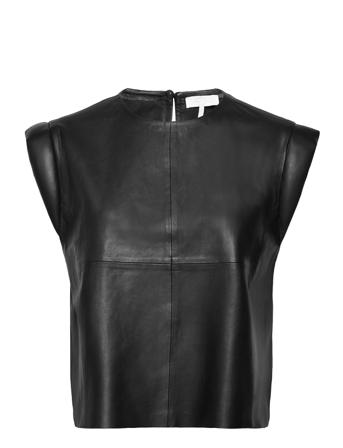 Debbie Leather Top Top Ærmeløs Top Sort Notes Du Nord