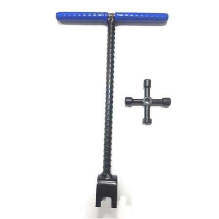 Vannmålernøkkel, kraftig gjenget stålvannavstengningsverktøy, inkluderer 4-veisnøkkel