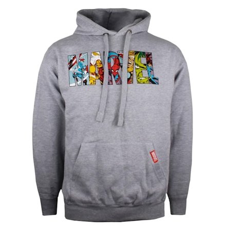 Marvel Herrkaraktärer Logotyp Hoodie L Sports Grey