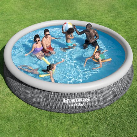 Bestway Uppblåsbar Pool med Filter Fast Set Grå 4 m