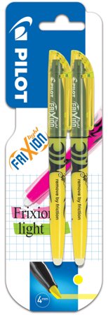 Pilot FriXion Light Överstrykningspenna gul, raderbar, 2-pack, Märka & markera