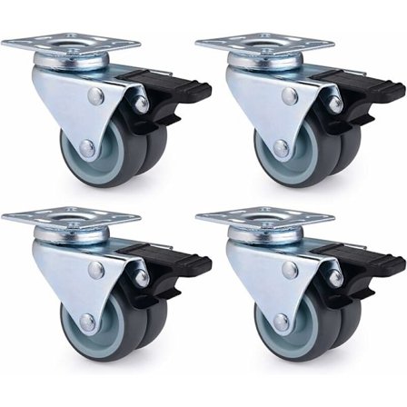 Sæt med 4 kraftige drejelige hjul med stopbremse til møbler Kapacitet 600 kg