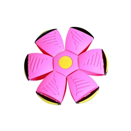 Hundeflygende tallerkenball kjæledyr magisk deformasjon UFO-leketøy utendørs sportshundtreningsutstyr hundens lek flygende (rosa)