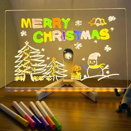 LED-merkki- ja piirtotaulu, valaistu kirjaintaulu