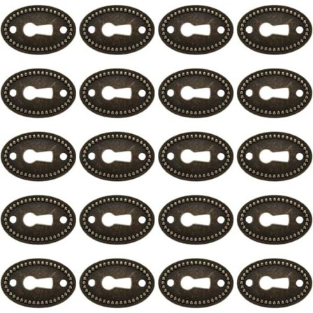 Antikke ovale nøkkelskilt, 20 stykker låsrosetter, vintage messing design låsbeslag, beskyttelse for lås, nøkkelhull, 23 mm x 35 mm, bronse