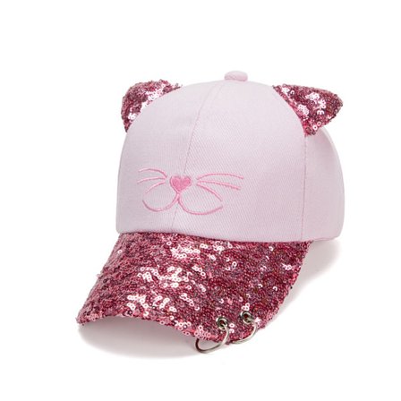 Sød kat pailletter baseball cap (52-55cm), baby solskærm trend cap