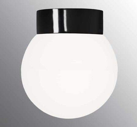 Ifö Electric Classic Glob 200 Takarmatur IP54, rak, E27, opal Svart, Belysning