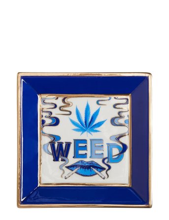 Jonathan Adler Druggist Weed Square Tray - Blue - 11.4X11.4X2.5CM