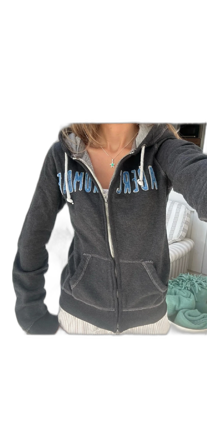 Mörkgrå Abercrombie hoodie med dragkedja