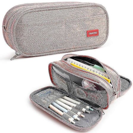 Large Capacity Pencil Case Pouch Pen Holder 3 Compartments