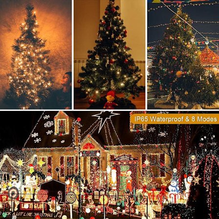 *Utendørs solcelledrevne fe-lys, 200LED 22M 8 moduser IP65 vanntett*