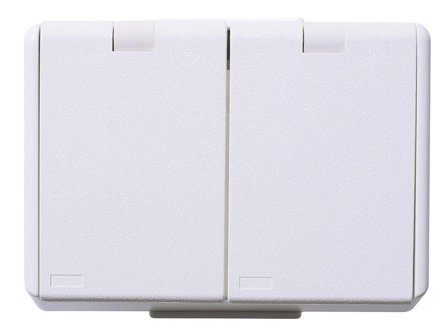 Elko EKO07568 Vägguttag renvit, separat matning, lock, Strömbrytare & vägguttag