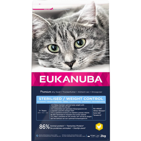 Eukanuba - Katt voksen sterilisert/vektkontroll 2 kg - Katt - Kattefôr & kattemat - Tørrfôr for katt - ZOO.no